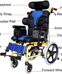 Flowing Water Adjustable Wheelchair Lightweight Driving Medical Ergonomic Half Lying Child Wheelchair Multi-Functional Wheelchair Car for Cerebral Palsy, Kids 2