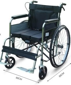 Wheelchair Thickened Electroplated Seat-Free Inflatable Lightweight Folding Trolley for The Elderly and Disabled Wheelchairs for Adults 2