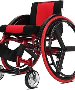 Self Propelled Lightweight Aluminium with Folding Frame, Mobility Aid, Super Lightweight Big Wheels All Terrain Foldable Aluminium Wheelchairs (Color Red), seat Width 40cm 2