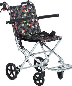 Aluminum Alloy Lightweight Portable Transportation Wheelchair Trolleys for Elderly Aircraft Travel with Hand Brake,Weight Only 16.5lbs,Installation Free,Foldable Pedall and Adjustable Armres