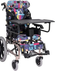 Ultralight Kids Wheelchair Folding Small Travel Chair Portable Transport Wheelchair with Removabl Tray Table, Park & Brake Anti-Tipper Suitable for Children Aged 5-13