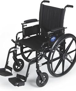 Medline Plus Wheelchair, Swing-Back Desk-Length Arms, Swing-Away Footrest and Anti-Tippers, 20″ x 18″ Seat (W x D) 2