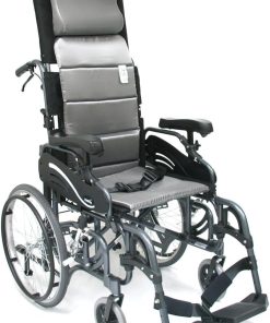 Karman VIP515 38 lbs Lightweight Tilt-in-Space Wheelchair with Removable Footrests in Diamond Black