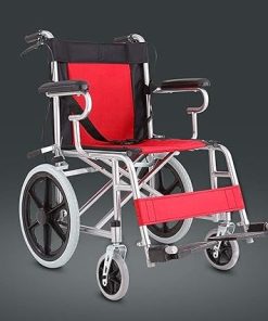 Trolley, Wheelchair, Lightweight Folding Wheelchair Driving, Thickened Steel Wheelchair Lightweight Folding Flat Lay Elderly Wheelchair Disabled Walking Trolley, Portable 2