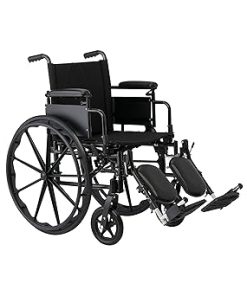 Medline 18” Foldable K4 Wheelchair with Swing-Back Desk-Length Arms & Elevating Legrests, 300 lbs. Capacity, Transport Chair for Adults & Seniors