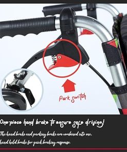 Aluminum Alloy Lightweight Portable Transportation Wheelchair Trolleys for Elderly Aircraft Travel with Hand Brake,Weight Only 16.5lbs,Installation Free,Foldable Pedall and Adjustable Armres 2