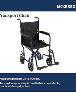 McKesson Transport Wheelchair, Lightweight, Aluminum, Blue Finish, 300 lbs Weight Capacity, 1 Count 2
