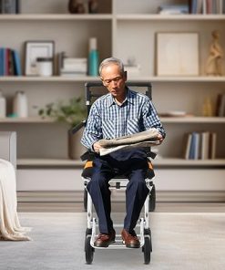 Portable Lightweight Folding Wheelchair, 352.74 lbs Capacity Travel Transport Wheelchair with Foldable Pedals and Flip-Backs Arms Handbrake & Storage Bag, for Seniors 2